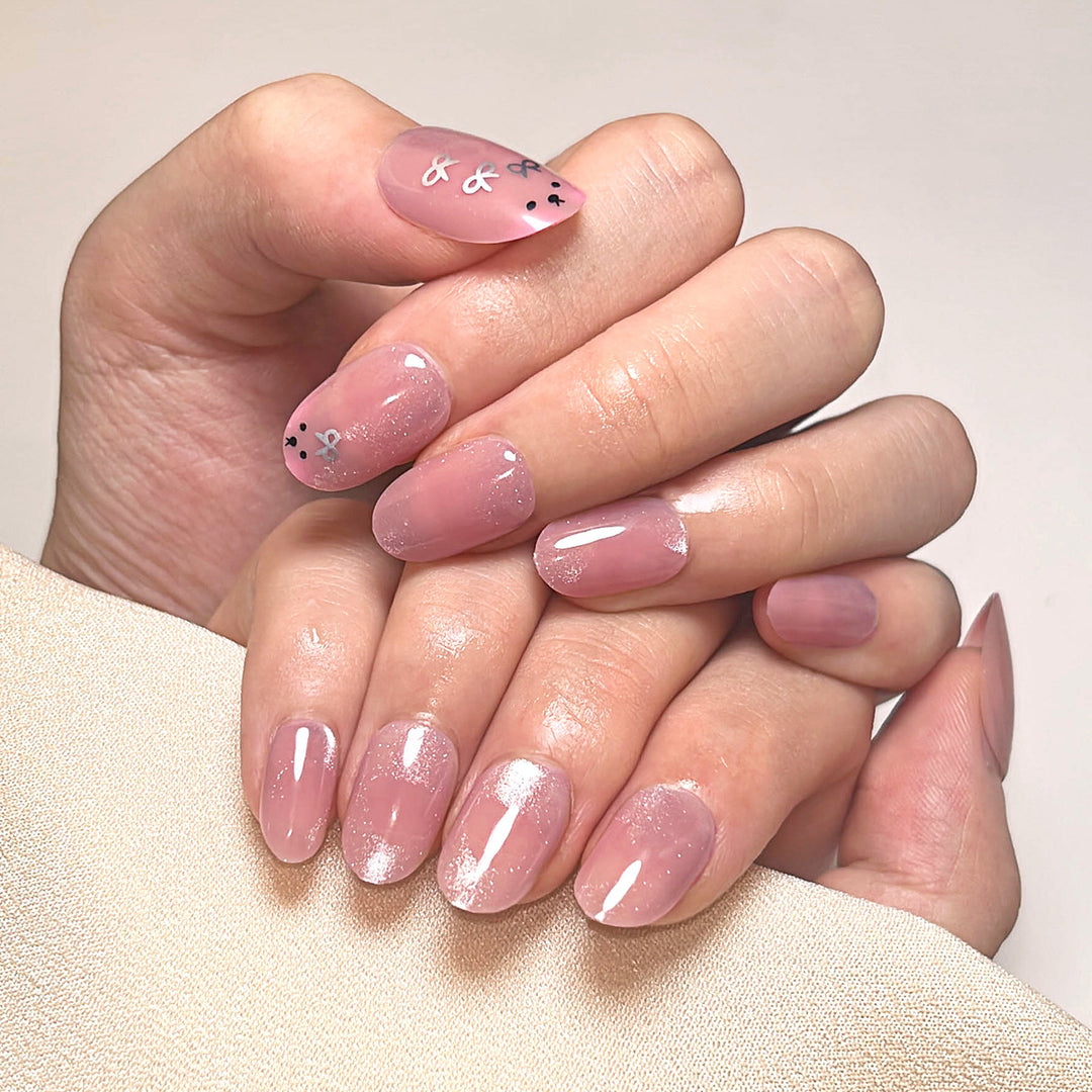 Künstliche Nagelkunst mit verspieltem Hasen-Design Karnz