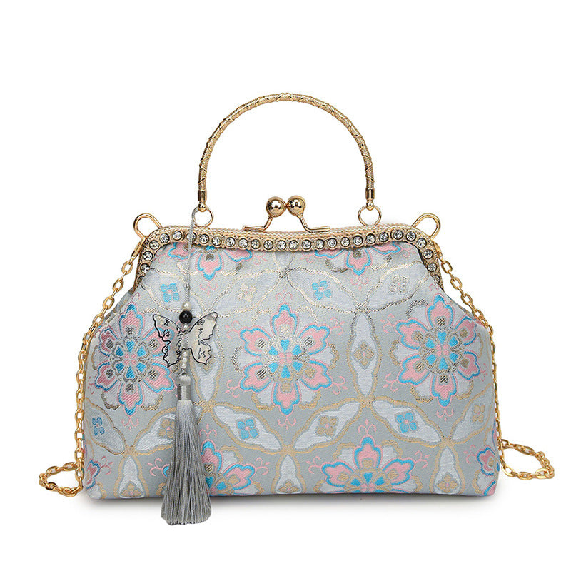 Vintage Blumenstickerei Handtasche