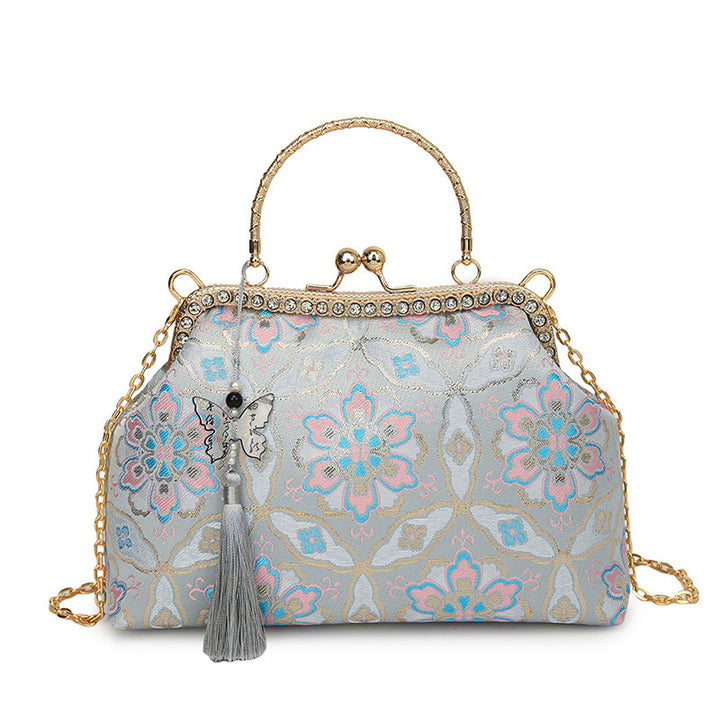 Vintage Blumenstickerei Handtasche