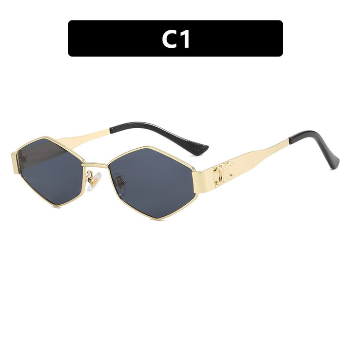 Damen modische hexagonale Sonnenbrille mit schützendem Gläsern und stilvollem Metallrahmen Karnz