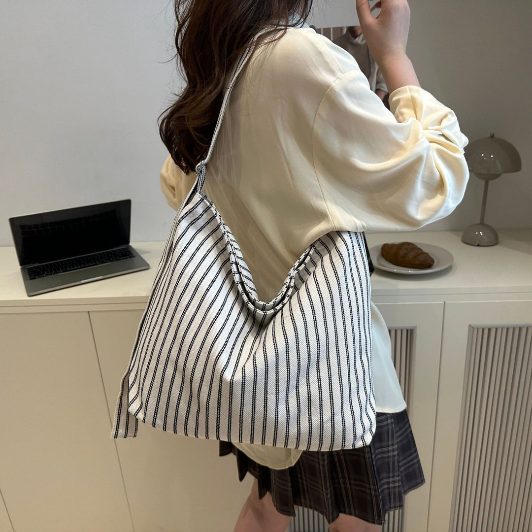 Lässige gestreifte Canvas-Shopper-Tasche Karnz