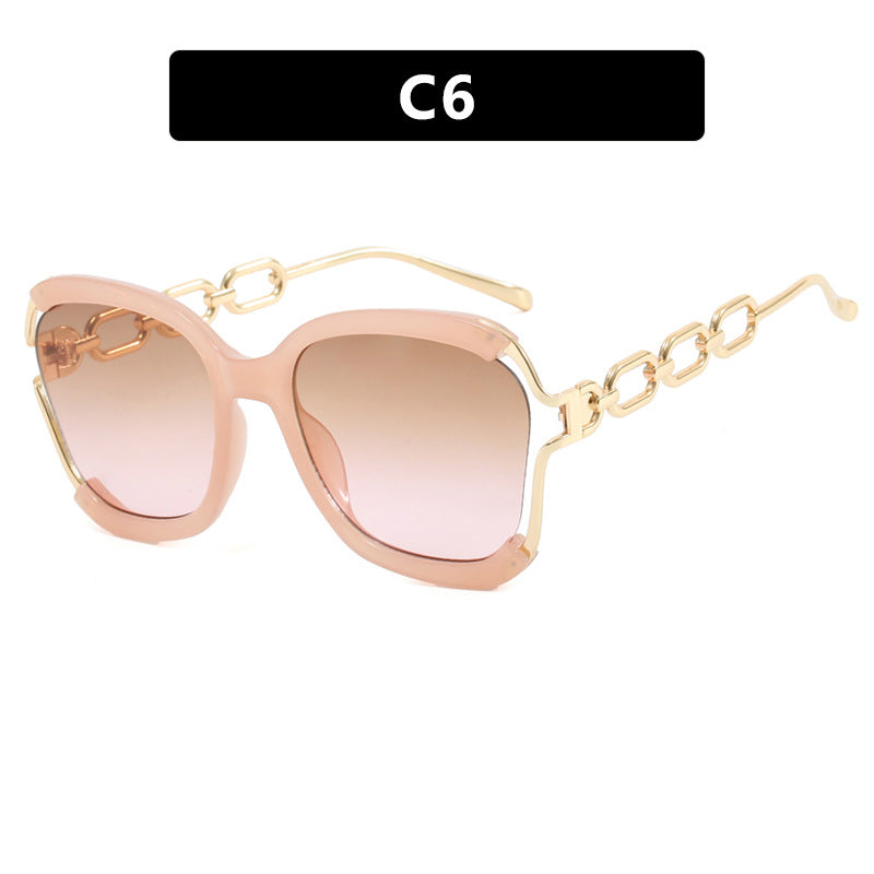 Damen modische Sonnenbrille mit goldenen Kettendetails Karnz