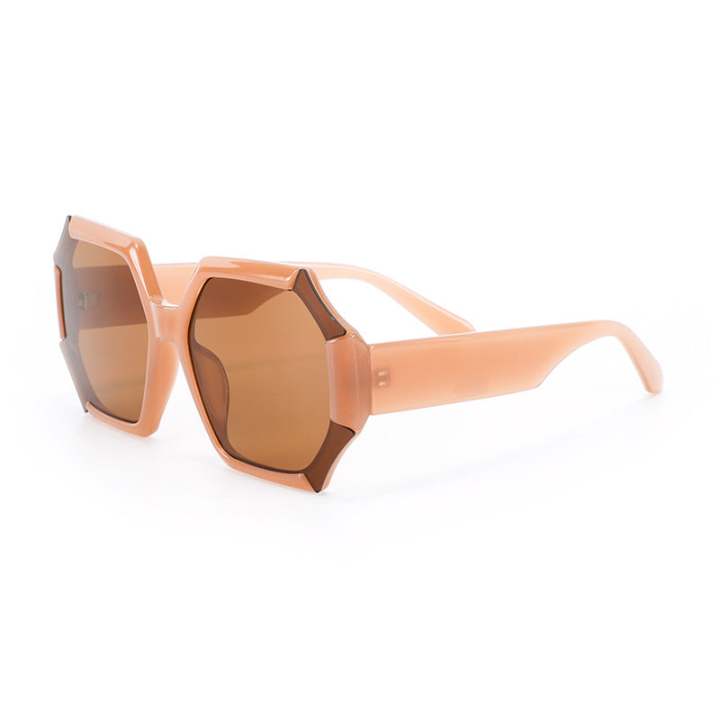 Damen modische Sonnenbrille mit facettiertem Rahmen Karnz