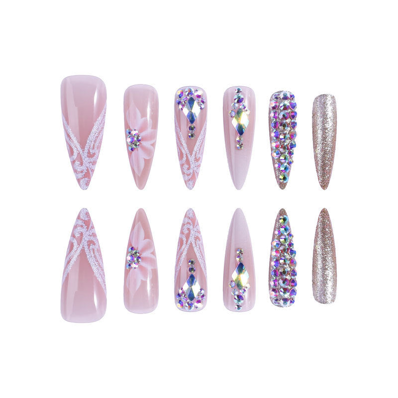 Luxus Strass Stiletto Nagel Set