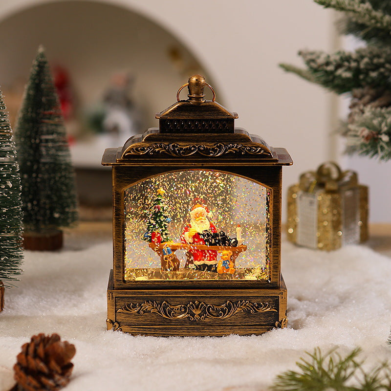 Nostalgische Weihnachtslaterne mit beweglicher Schneefallszene Karnz
