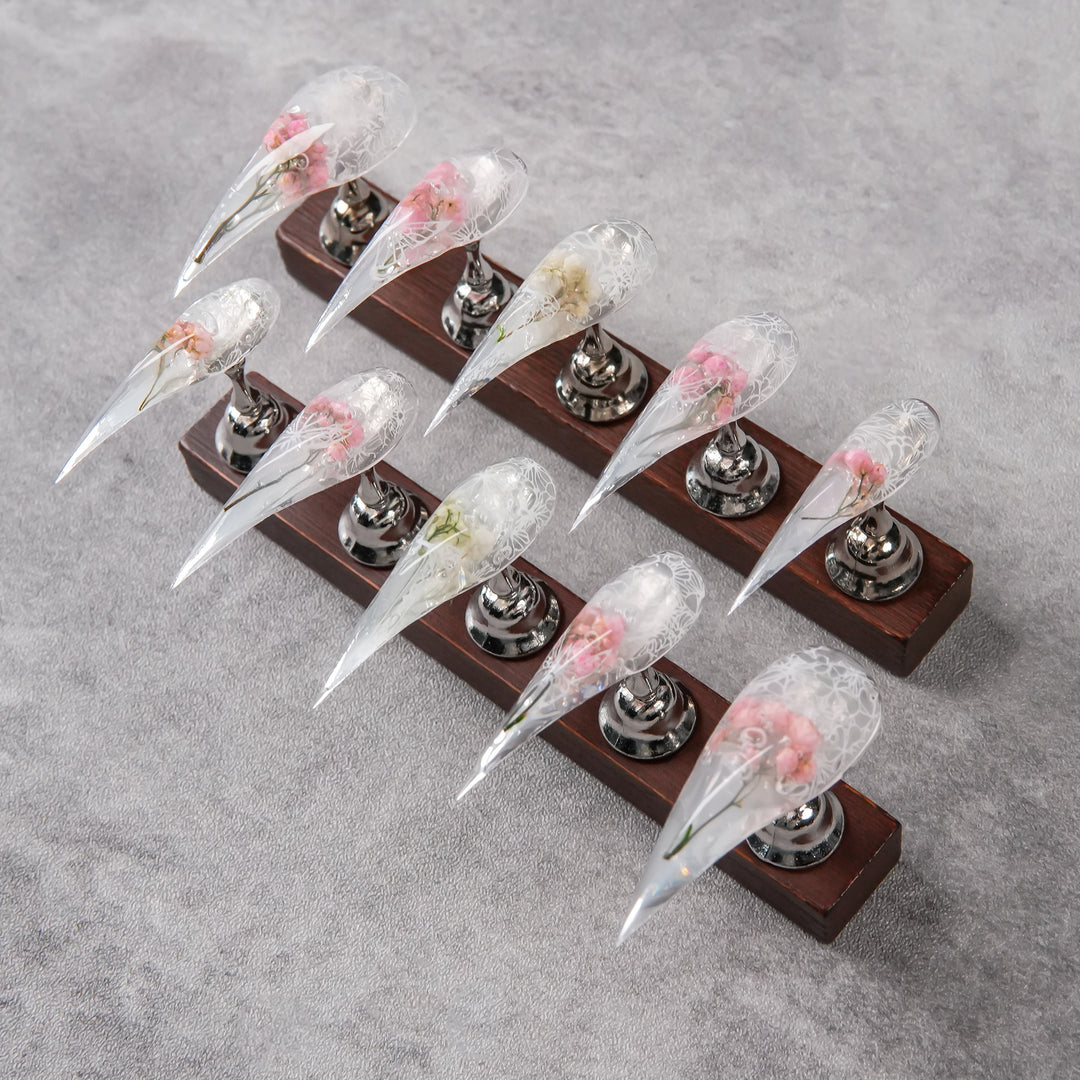 Floral Design Stiletto Press-On Nails