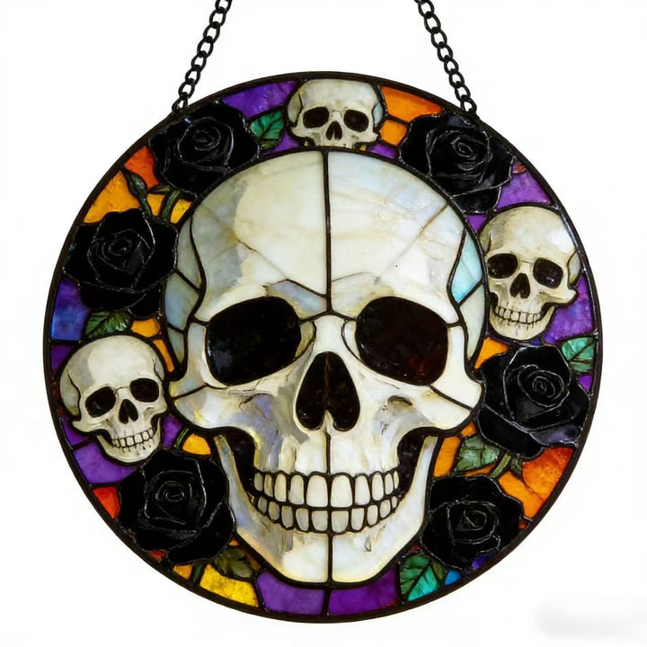 Dekorative Totenkopf Buntglas Wandkunst Karnz