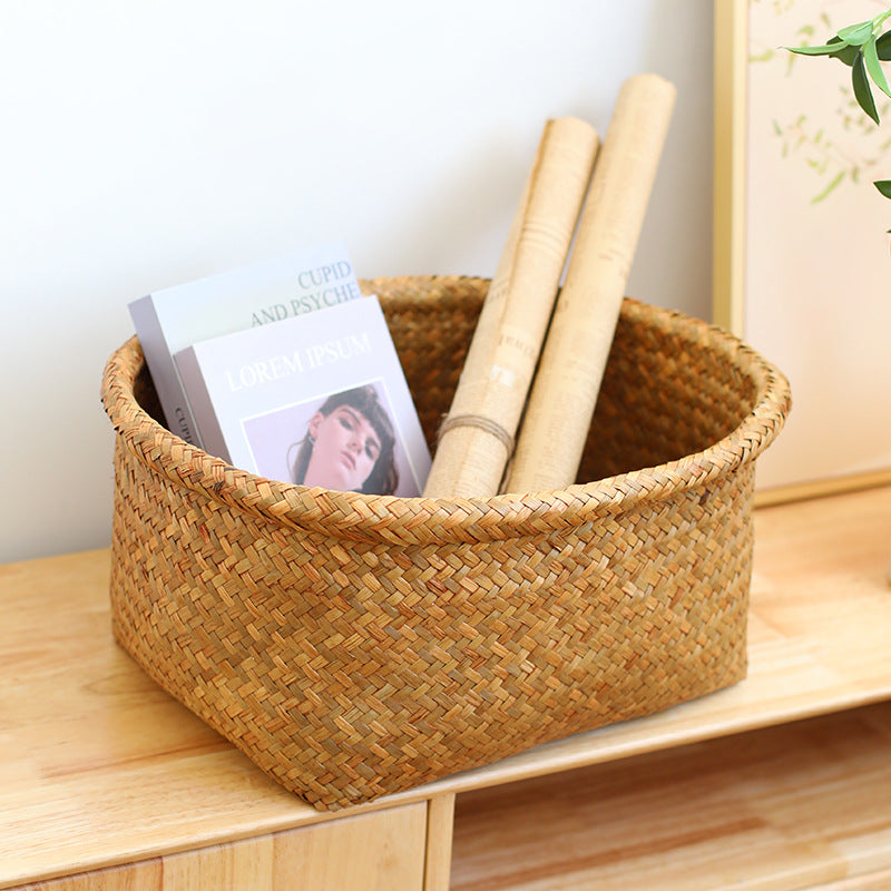 Unisex Naturfaser Aufbewahrungskorb mit breitem Rand Karnz