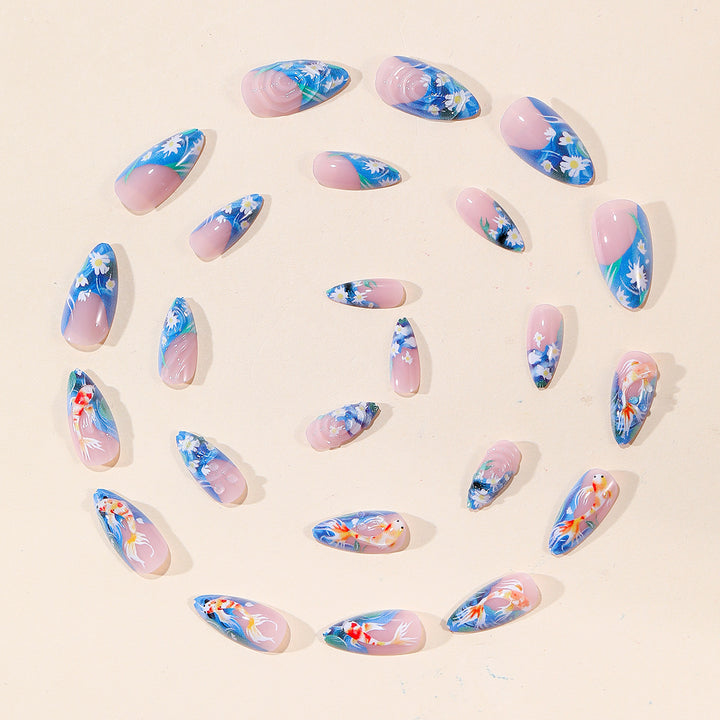 3D Koi Fisch Kunst Stiletto Nagelverlängerungen Karnz