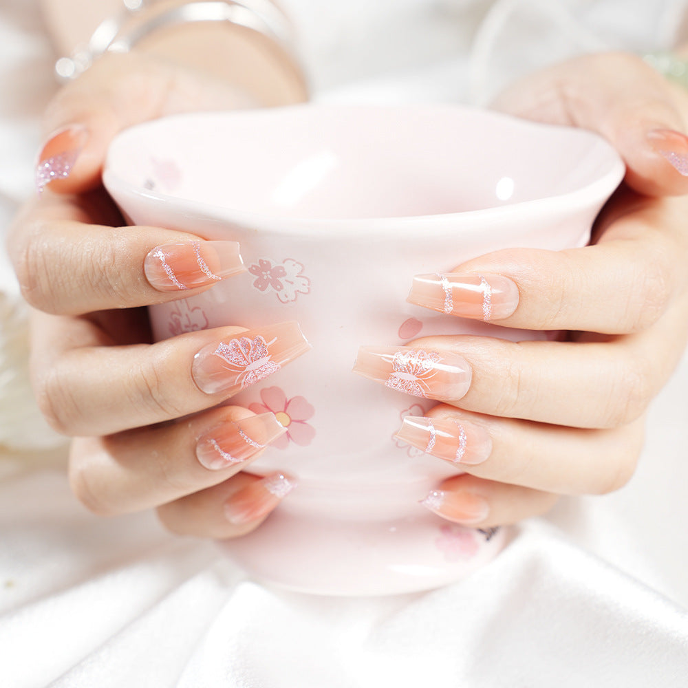 Dekorative Schmetterlings Press-On Nagelset Karnz