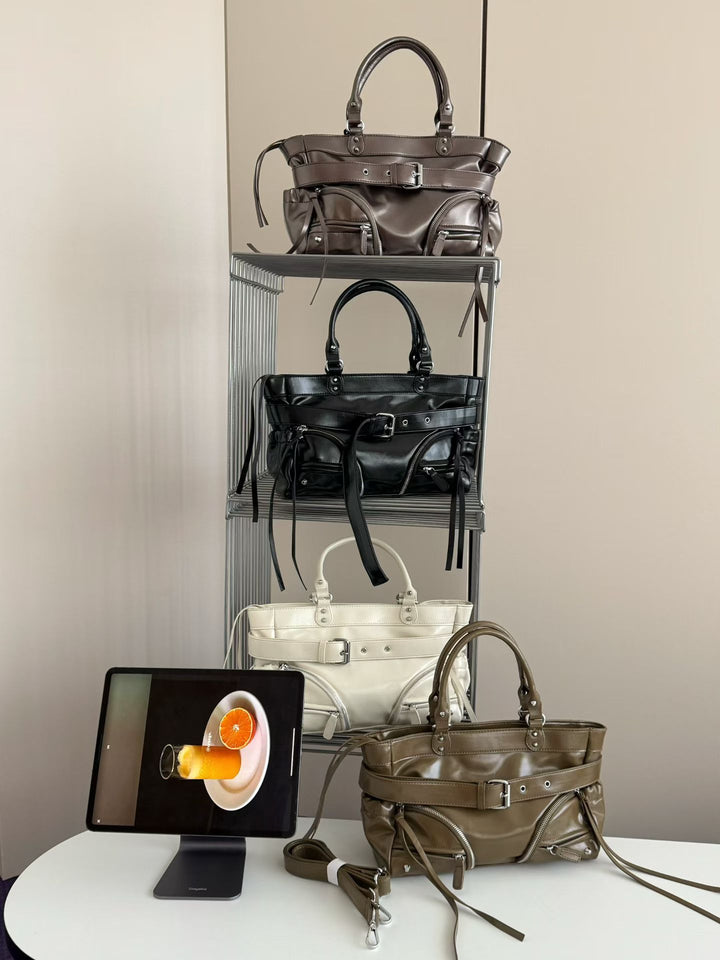 Strukturierte Leder-Handtasche