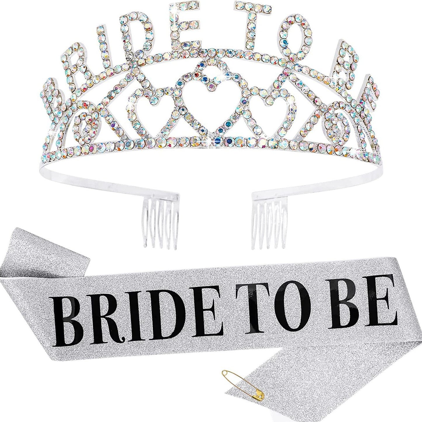 Damen Glitzernde Tiara mit Herzmotiven Karnz
