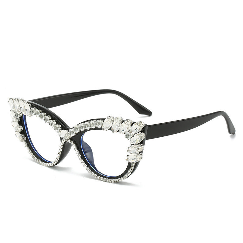 Damen Glamouröse Cat-Eye Sonnenbrille mit Kristallverzierung Karnz