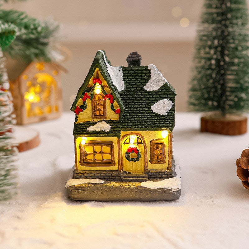 Dekoratives Weihnachtsdorf mit Lichtern Karnz