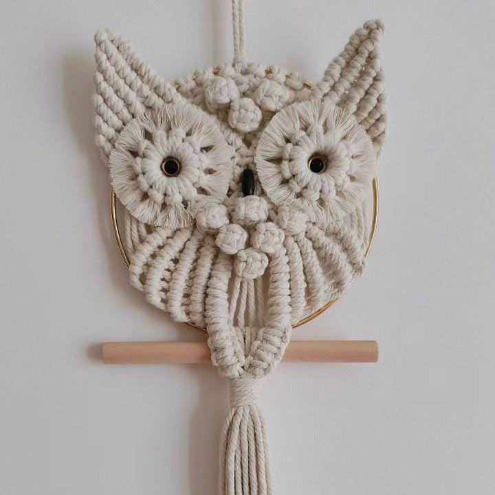 Makramee Eulen Wandkunst