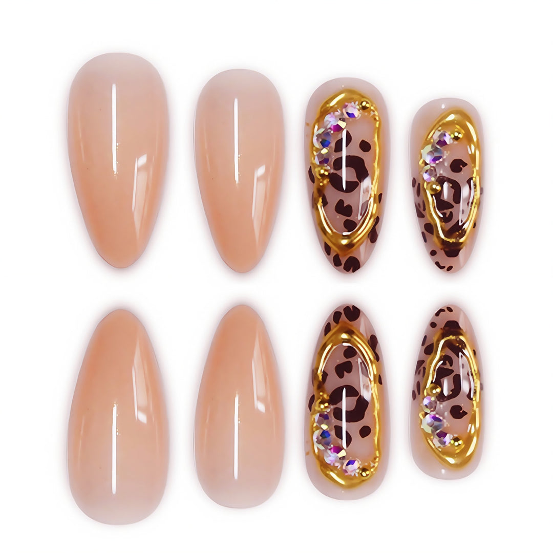 Elegante Tierdruck Stiletto Press-On Nägel Karnz