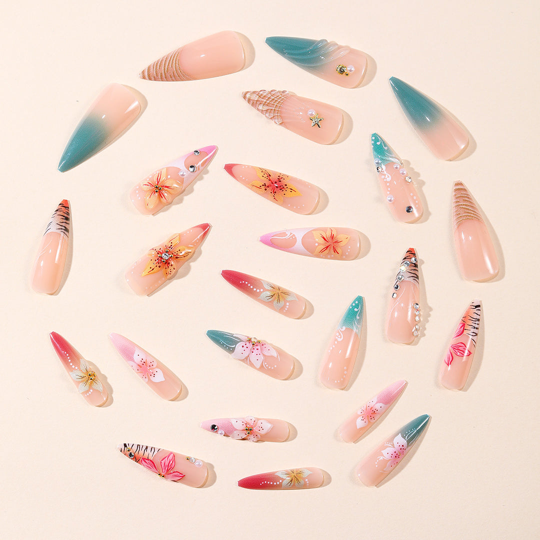 Floral Art Stiletto Nagelverlängerungen Karnz