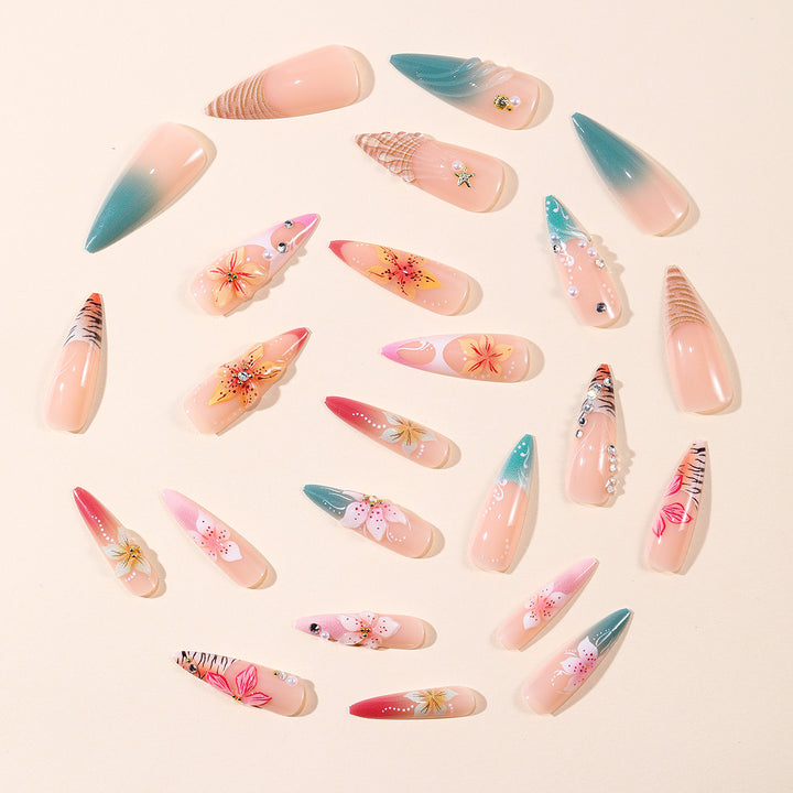 Floral Art Stiletto Nagelverlängerungen Karnz