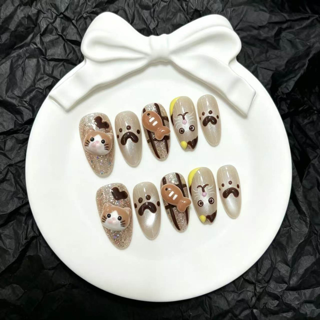 Verspieltes Tiermotiv Press-On Nail Set