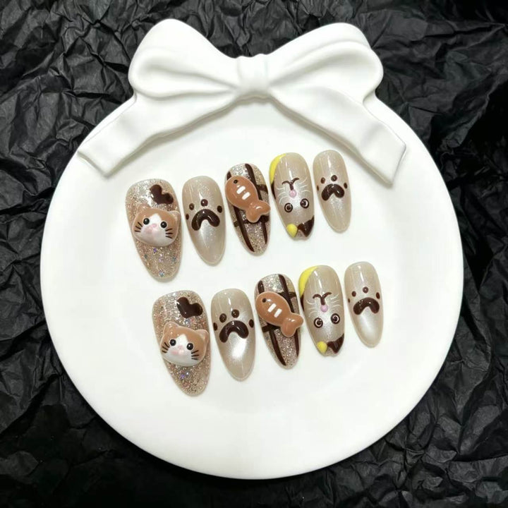 Verspieltes Tiermotiv Press-On Nail Set