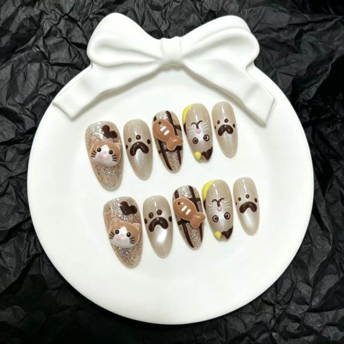 Verspieltes Tiermotiv Press-On Nail Set