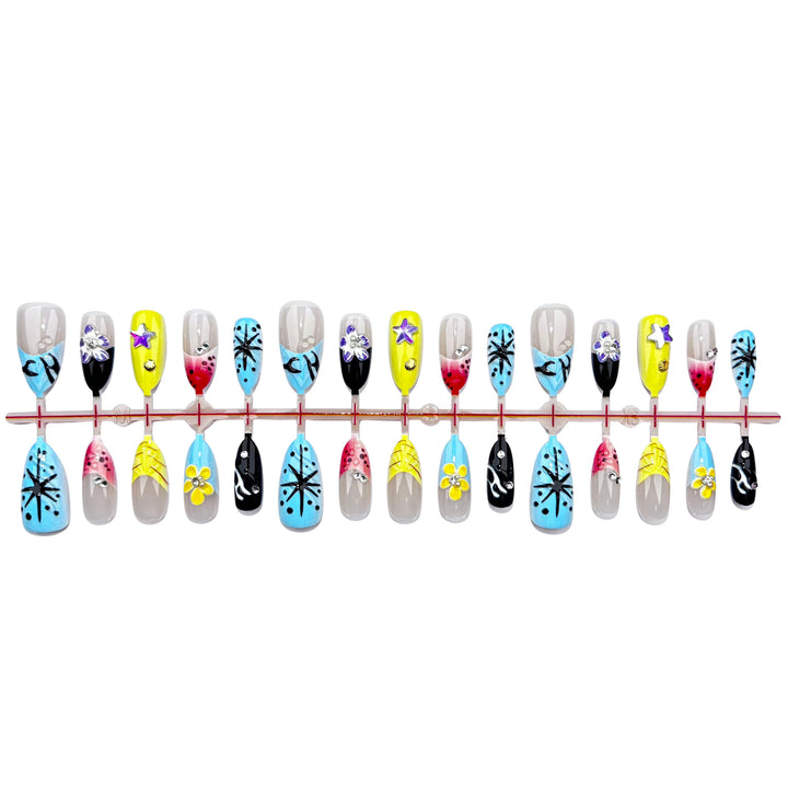 Kreatives blumenmuster Druck-Nagelset