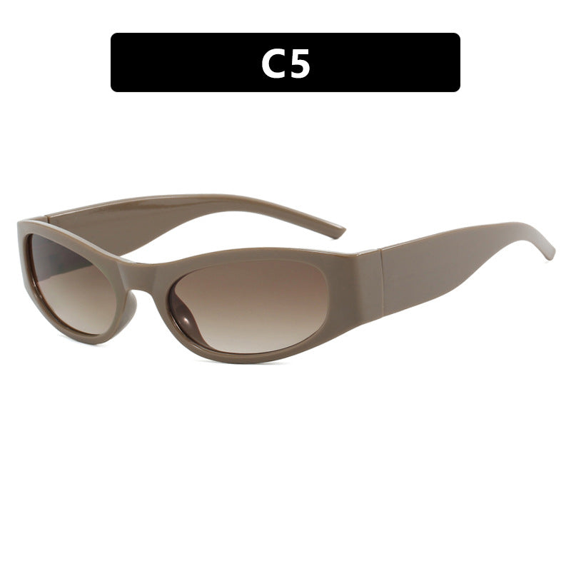 Damen sportliche Sonnenbrille mit breitem Rahmen und UV-Schutz Karnz