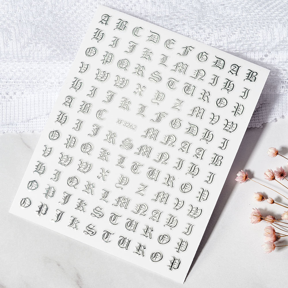 Dekorative Alphabet Nagelkunst Aufkleber