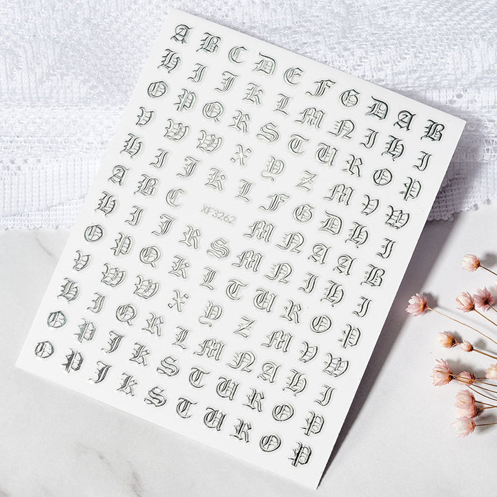 Dekorative Alphabet Nagelkunst Aufkleber