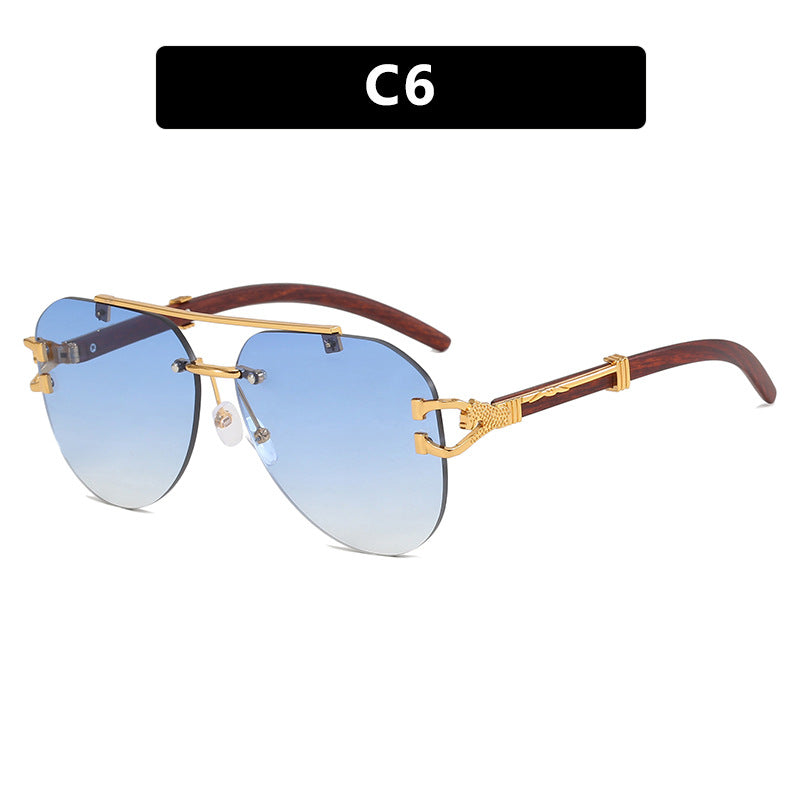 Damen modische Piloten-Sonnenbrille mit luxuriösen Metallakzenten und Holzdetails Karnz