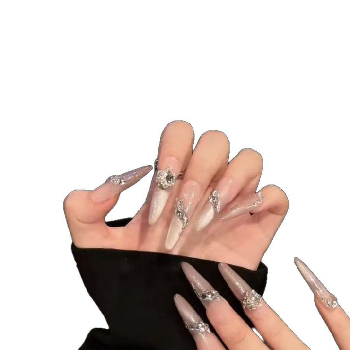 Exquisite Crystal-Verzierte Press-On Nägel Karnz