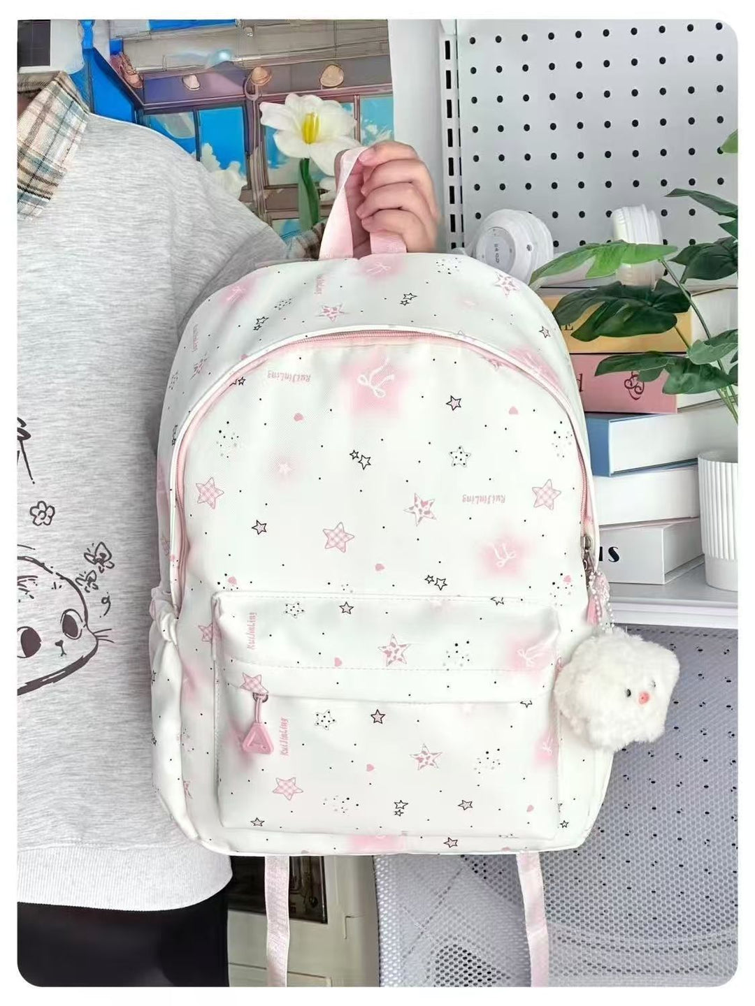 Schulrucksack mit Verspieltem Sternedesign und Mehreren Fächern Karnz