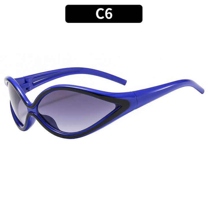 Futuristische Katzenauge Sonnenbrille mit stilvollen Flügelrahmen