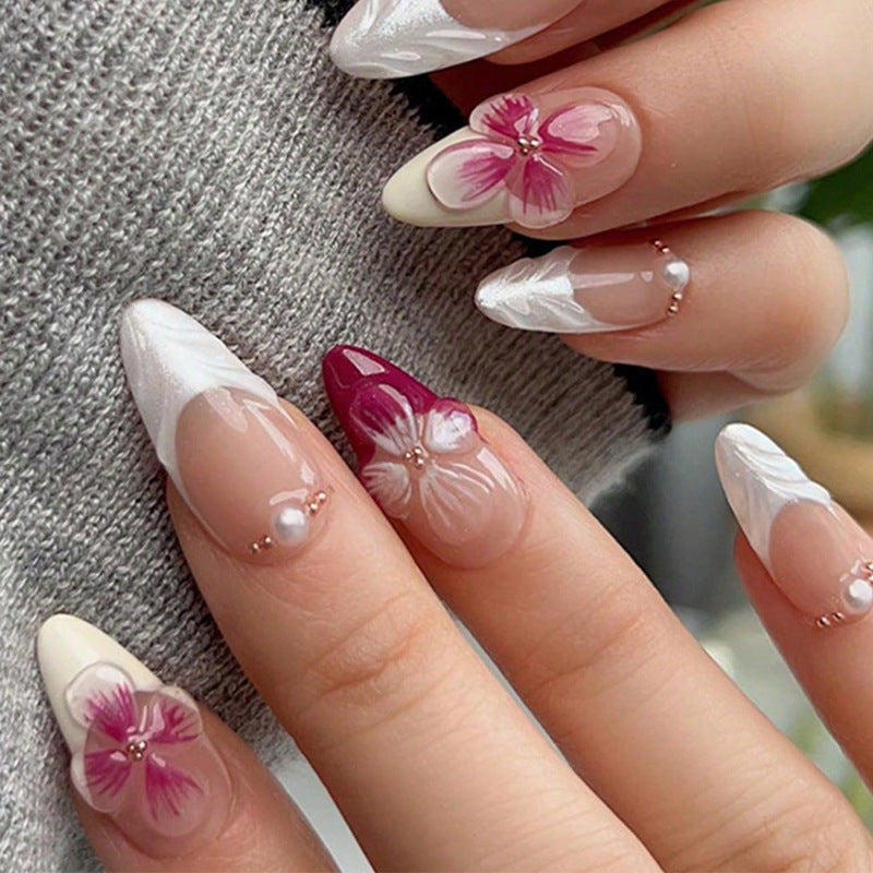 Blumen Design Stiletto Press-On Nägel Karnz