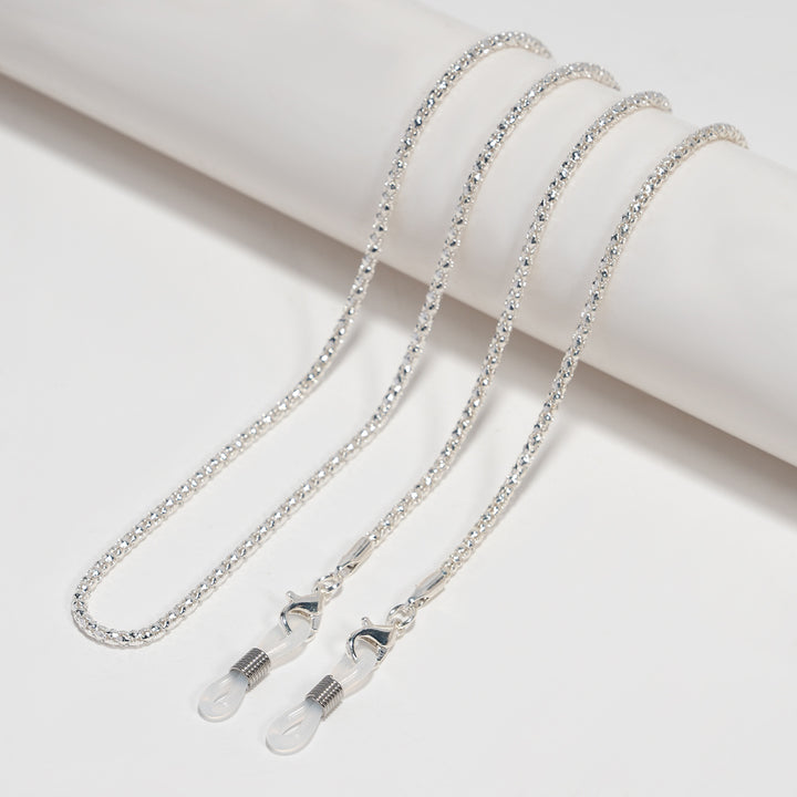 Elegante versilberte Brillen Kette Karnz
