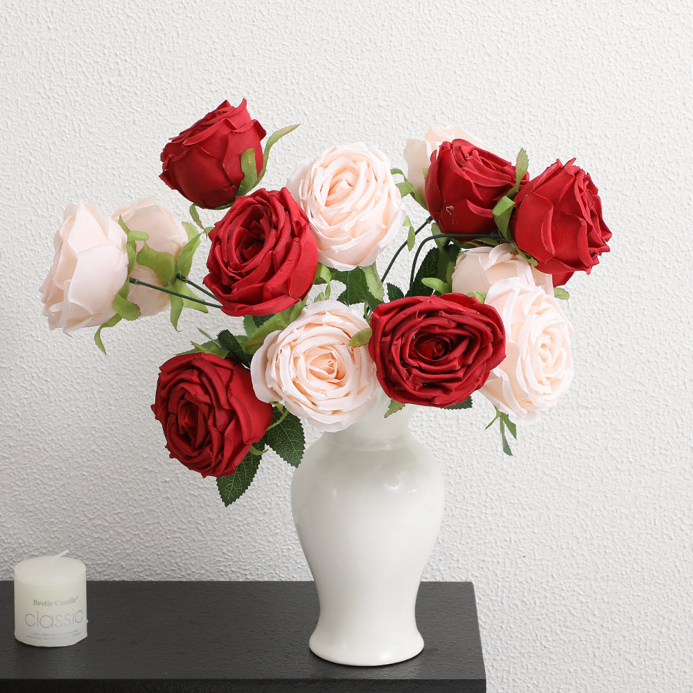 Realistische Künstliche Rosenblüten mit Blättern Karnz