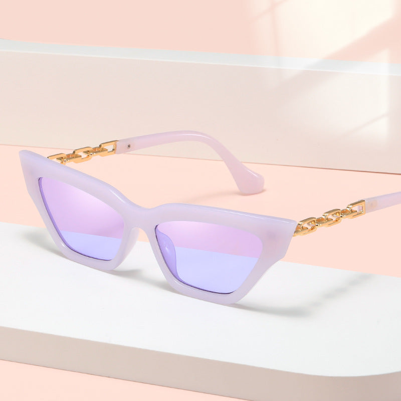 Damen edgy Katzenaugen-Sonnenbrille mit goldenen Details Karnz