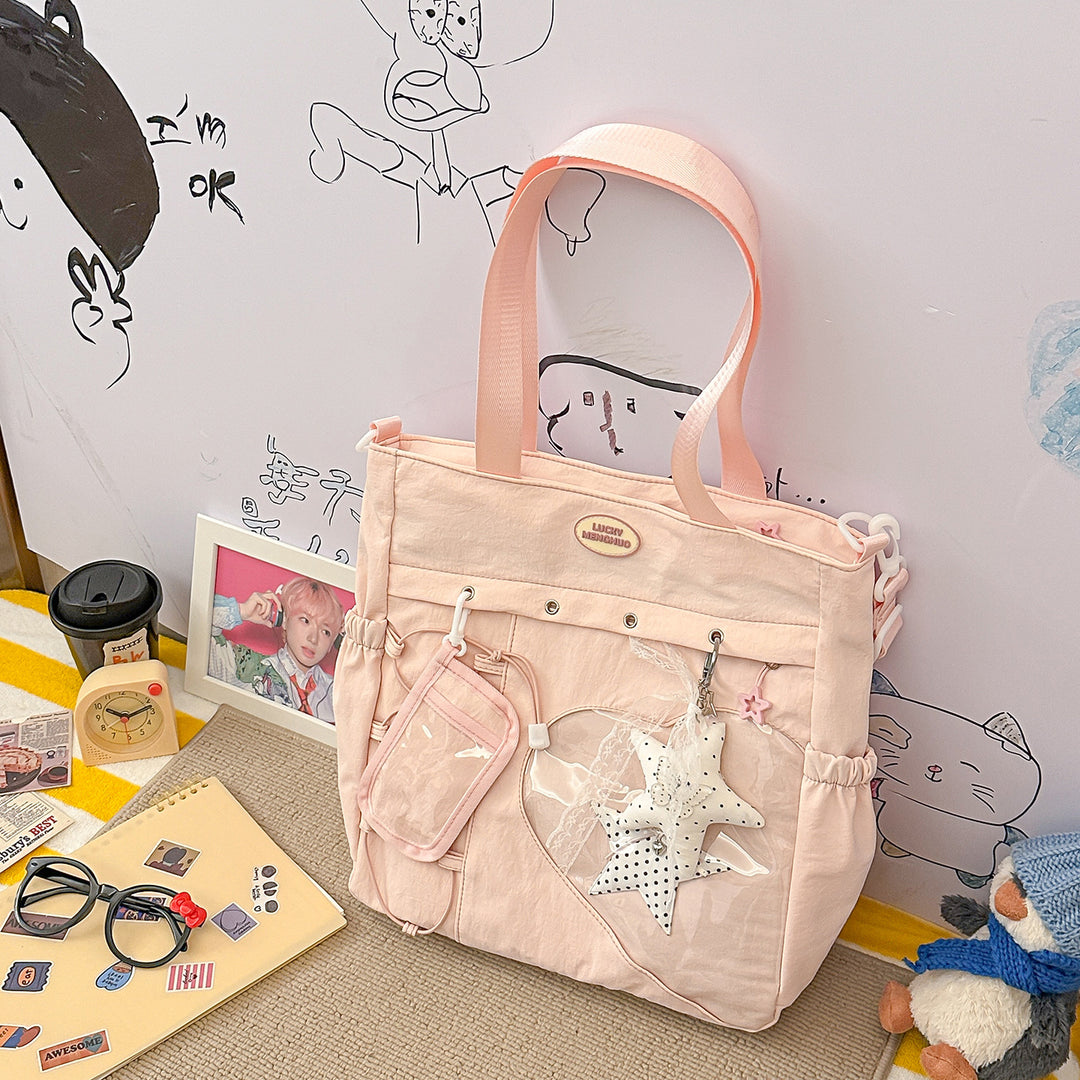 Stylische Multi-Taschen Stern-Applikation Rucksack Karnz