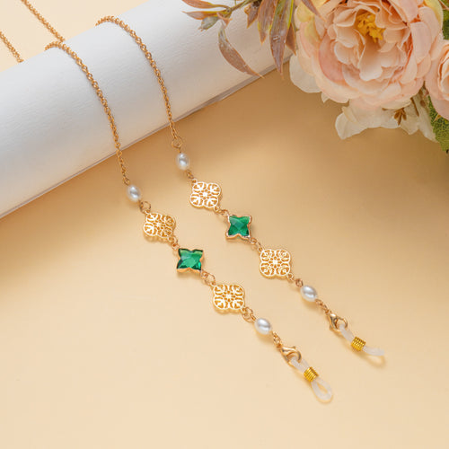 Elegante Edelstein- und Perlen-Brillenband Karnz