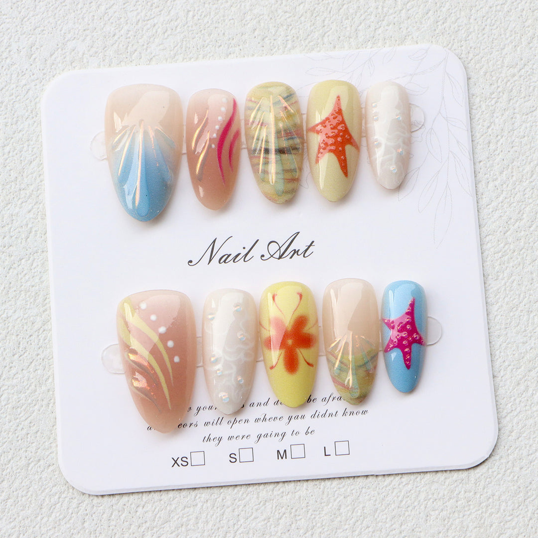 Künstlerisches strandthemen Press-On Nagelset