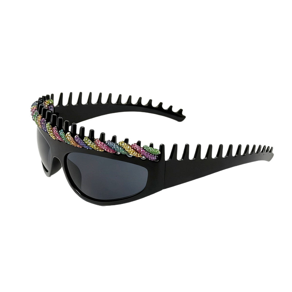 Damen Sportliche Sonnenbrille mit kunstvollem Design und funkelnden Akzenten Karnz