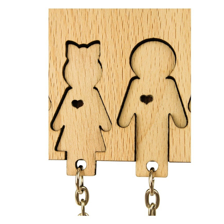 Holz Familien Schlüsselanhänger Halter