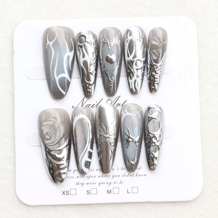 Künstlerisches abstraktes Press-On-Nagelset Karnz