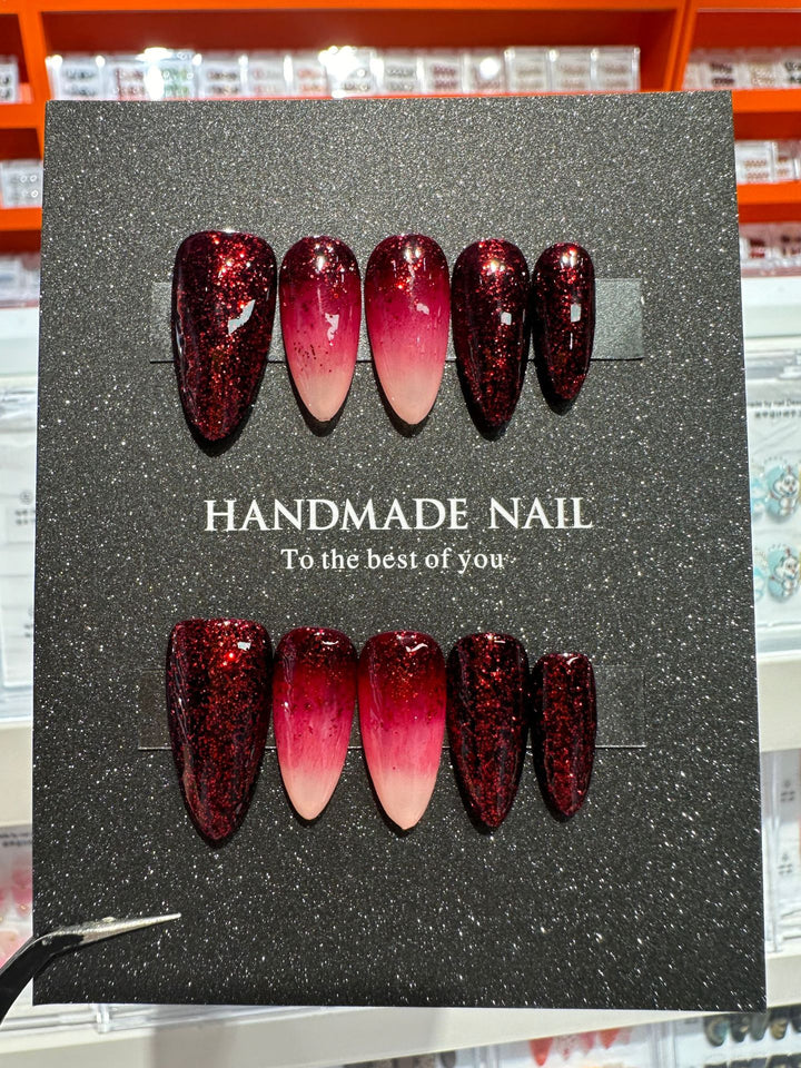Handgemachte Glitter Ombre Press-On Nägel