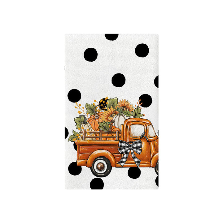 Vertikales Büffel-Karierter Herbstgarten-Banner mit bemalter Kürbis-Illustration