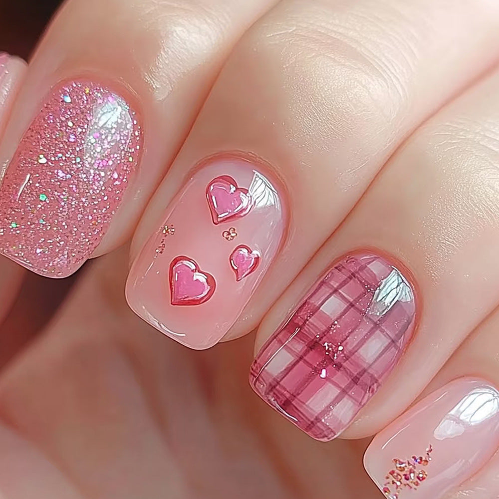 Herz-verzierte Druck-on Nagelkunst Karnz 1787370520