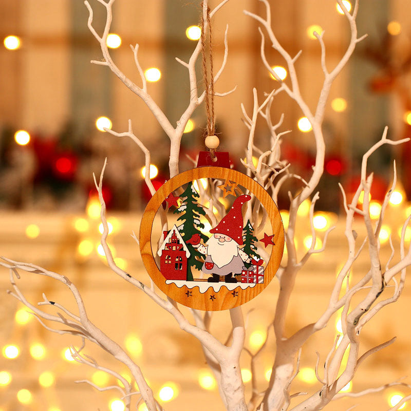 Dekorative Holz-Santa-Szene Ornament Schüssel