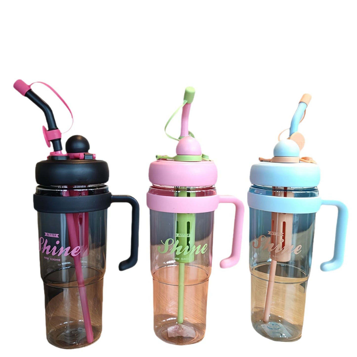 Damen praktische Trinkflasche mit integriertem Strohhalm Karnz