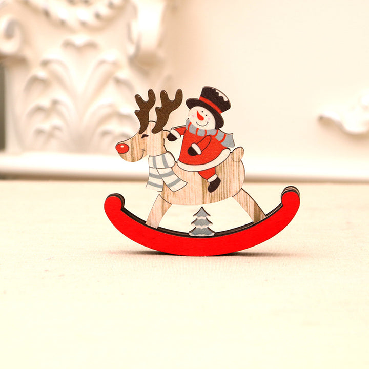 Dekorativer Holzhirsch- und Schneemann-Figurine Karnz