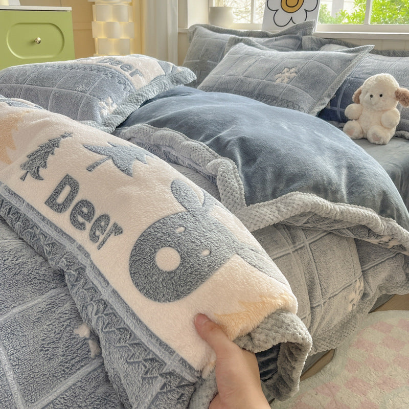 Cartoon Tier Plüsch Comforter Set